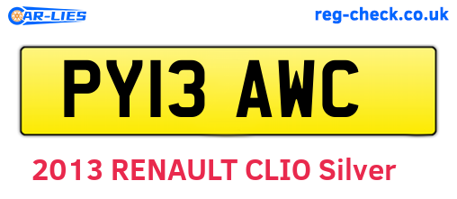 PY13AWC are the vehicle registration plates.