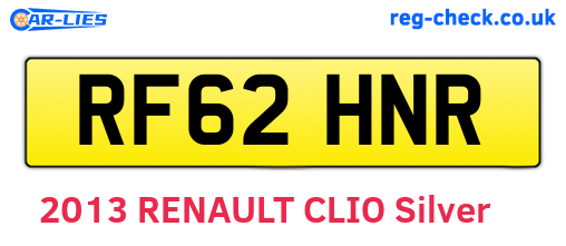 RF62HNR are the vehicle registration plates.