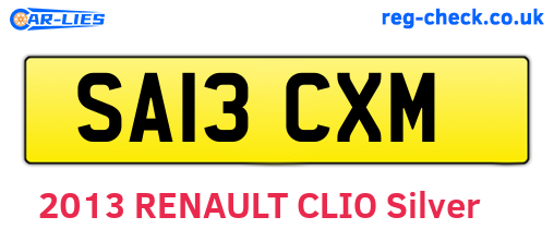 SA13CXM are the vehicle registration plates.