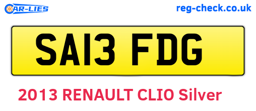SA13FDG are the vehicle registration plates.