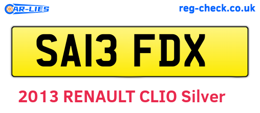 SA13FDX are the vehicle registration plates.