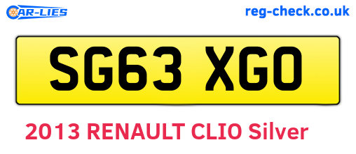 SG63XGO are the vehicle registration plates.