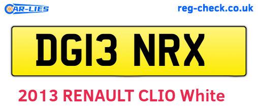 DG13NRX are the vehicle registration plates.
