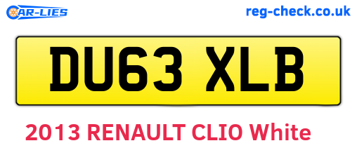 DU63XLB are the vehicle registration plates.