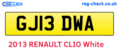 GJ13DWA are the vehicle registration plates.