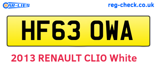 HF63OWA are the vehicle registration plates.