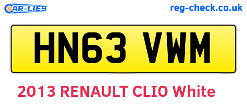 HN63VWM are the vehicle registration plates.