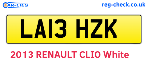 LA13HZK are the vehicle registration plates.