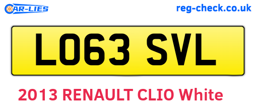 LO63SVL are the vehicle registration plates.