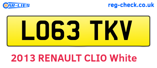 LO63TKV are the vehicle registration plates.