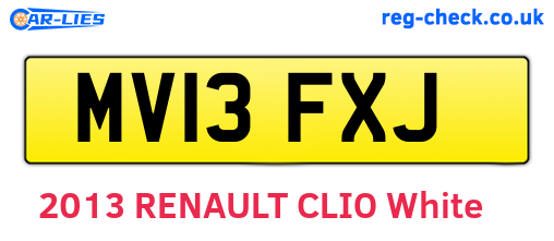 MV13FXJ are the vehicle registration plates.