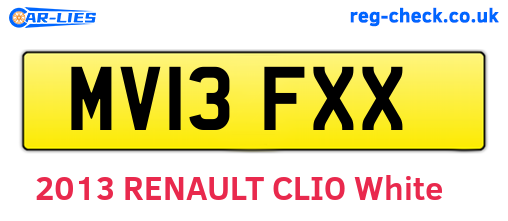MV13FXX are the vehicle registration plates.