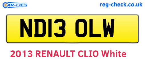 ND13OLW are the vehicle registration plates.