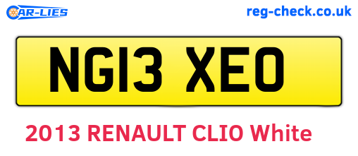 NG13XEO are the vehicle registration plates.