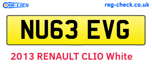 NU63EVG are the vehicle registration plates.