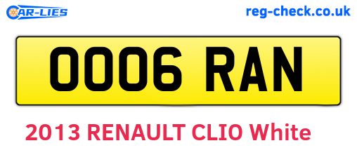 OO06RAN are the vehicle registration plates.