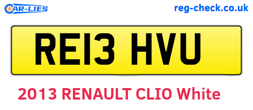 RE13HVU are the vehicle registration plates.