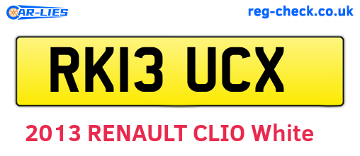 RK13UCX are the vehicle registration plates.