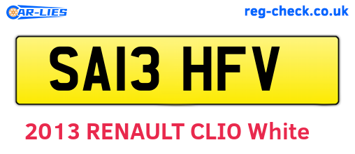 SA13HFV are the vehicle registration plates.