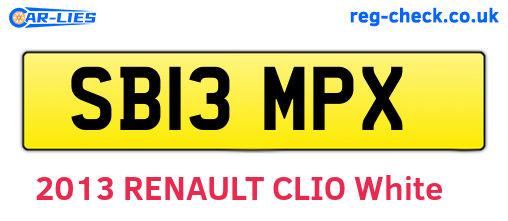 SB13MPX are the vehicle registration plates.