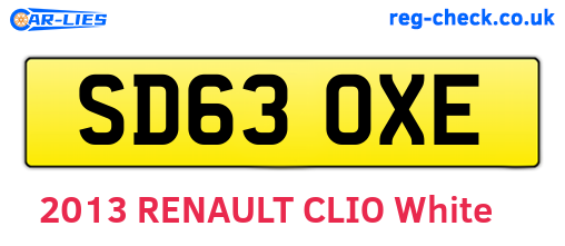 SD63OXE are the vehicle registration plates.