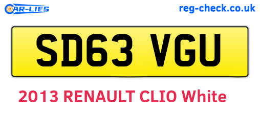 SD63VGU are the vehicle registration plates.