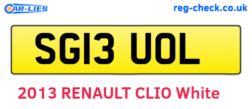 SG13UOL are the vehicle registration plates.