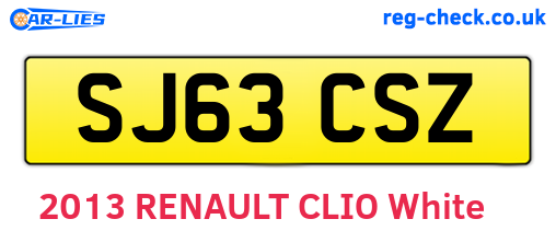 SJ63CSZ are the vehicle registration plates.