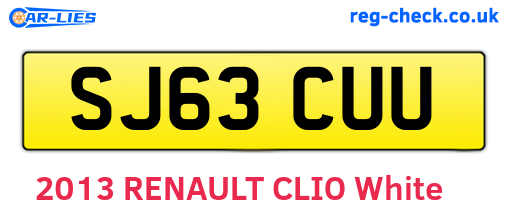 SJ63CUU are the vehicle registration plates.
