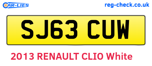 SJ63CUW are the vehicle registration plates.