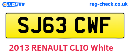 SJ63CWF are the vehicle registration plates.