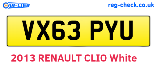 VX63PYU are the vehicle registration plates.