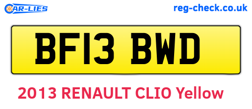 BF13BWD are the vehicle registration plates.