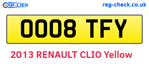 OO08TFY are the vehicle registration plates.