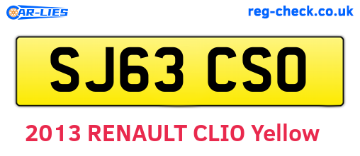 SJ63CSO are the vehicle registration plates.