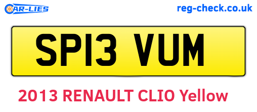 SP13VUM are the vehicle registration plates.