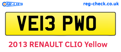 VE13PWO are the vehicle registration plates.