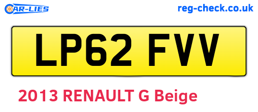 LP62FVV are the vehicle registration plates.
