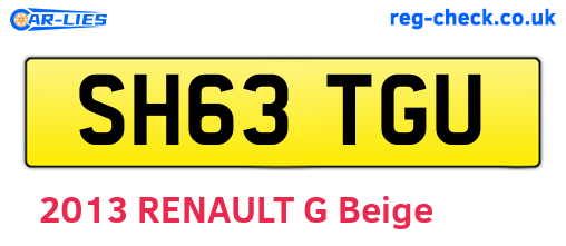SH63TGU are the vehicle registration plates.