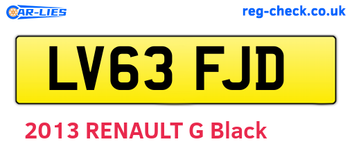 LV63FJD are the vehicle registration plates.