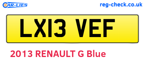 LX13VEF are the vehicle registration plates.