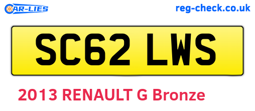 SC62LWS are the vehicle registration plates.