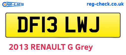 DF13LWJ are the vehicle registration plates.