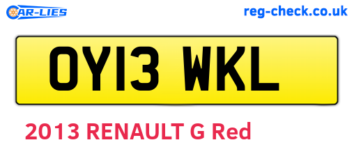 OY13WKL are the vehicle registration plates.