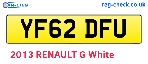 YF62DFU are the vehicle registration plates.