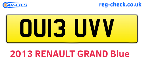 OU13UVV are the vehicle registration plates.