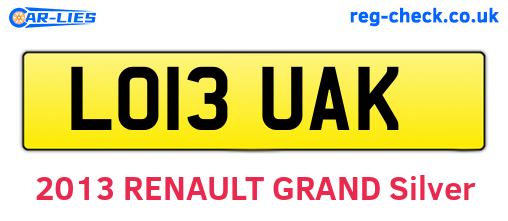 LO13UAK are the vehicle registration plates.