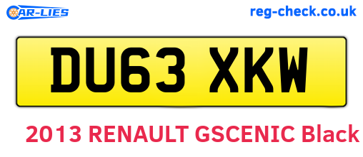DU63XKW are the vehicle registration plates.