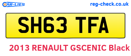 SH63TFA are the vehicle registration plates.