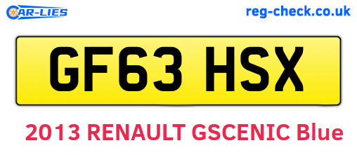 GF63HSX are the vehicle registration plates.